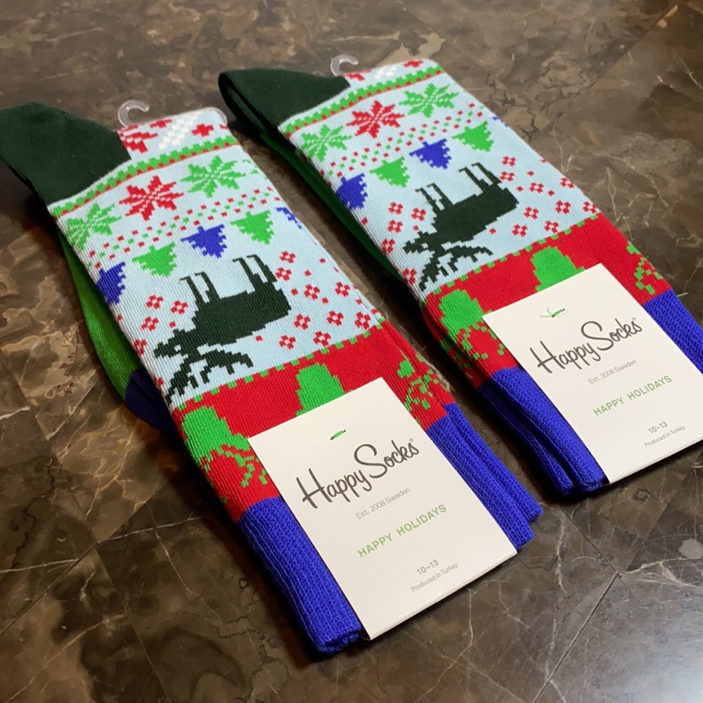 2 Pair NWT mid-calf length HAPPY SOCKS